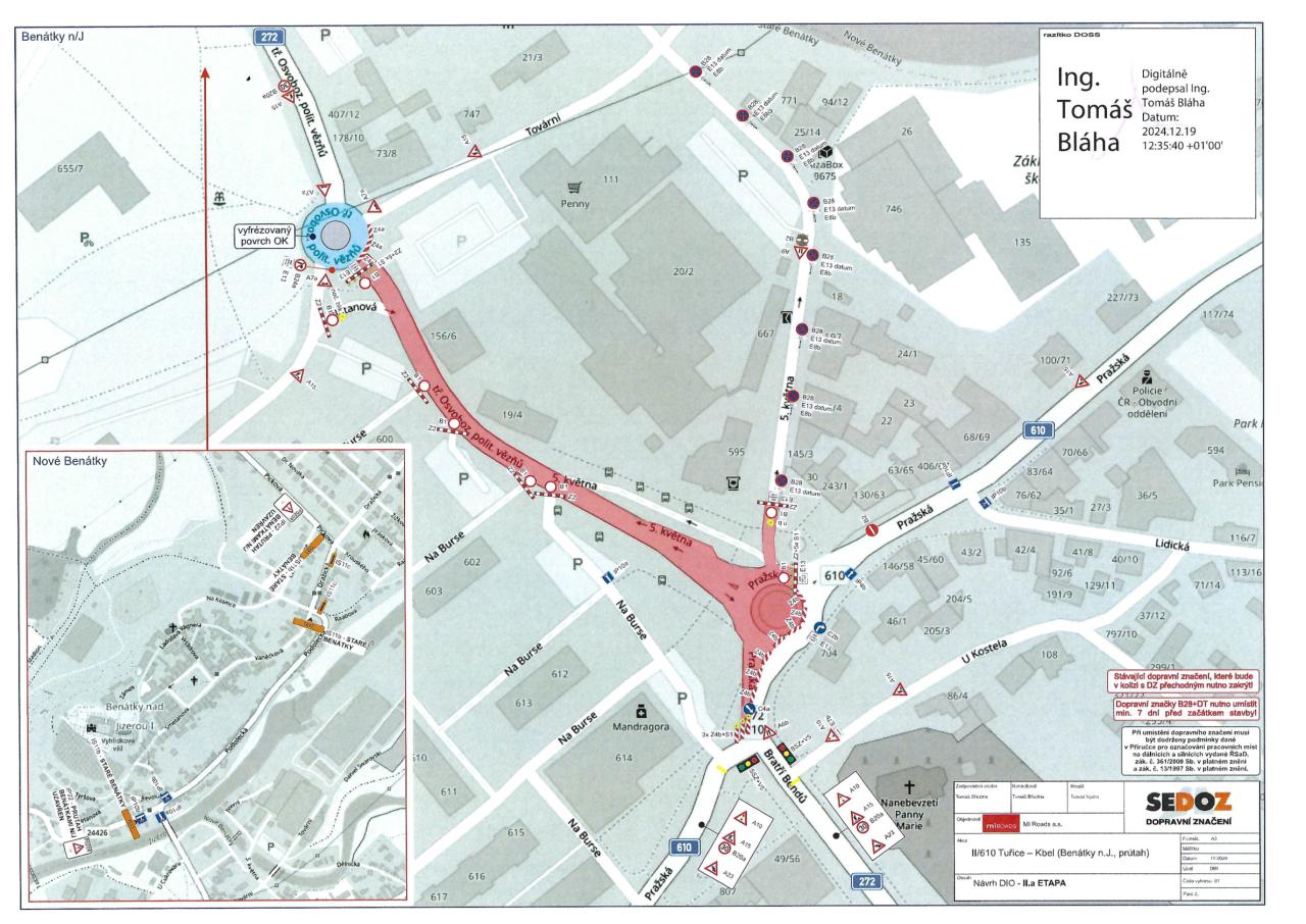 Opatření obecné povahy - Přechodná úprava provozu - II/610 Tuřice – Kbel (Benátky nad Jizerou, průtah)