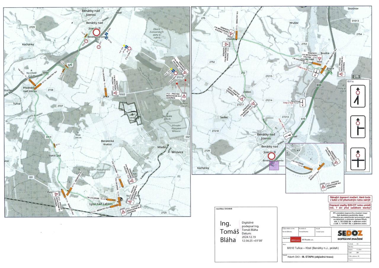 Opatření obecné povahy - Přechodná úprava provozu - II/610 Tuřice – Kbel (Benátky nad Jizerou, průtah) 6