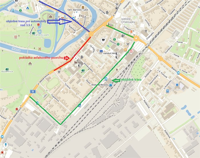 objízdná trasa Masarykova